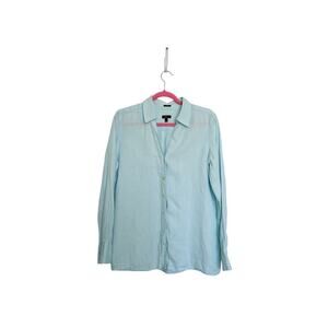 Talbots Pure Irish Linen ButtonDown Tunic Top 14 Light Blue Linen Coastal Beachy